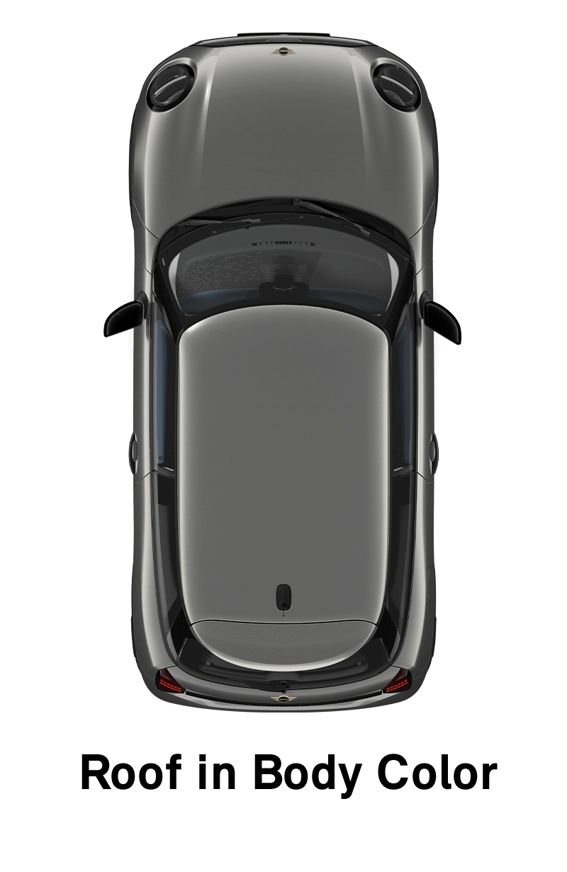 MINI stogas: kėbulo spalvos stogas ir veidrodėlių gaubtai