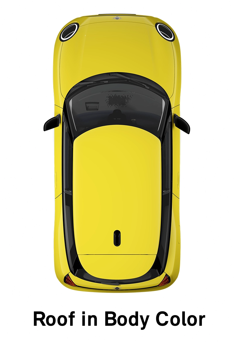 MINI stogas: kėbulo spalvos stogas ir šoninių veidrodėlių korpusai