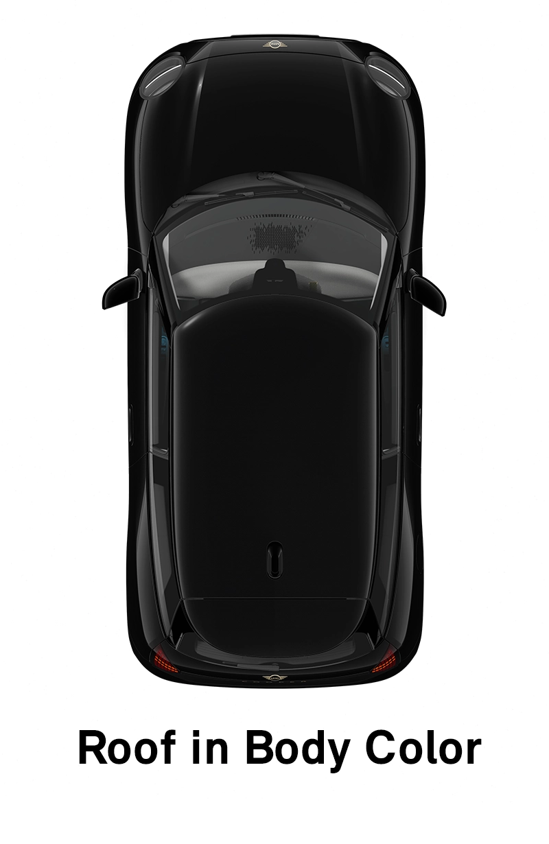 MINI stogas: kėbulo spalvos stogas ir šoninių veidrodėlių korpusai