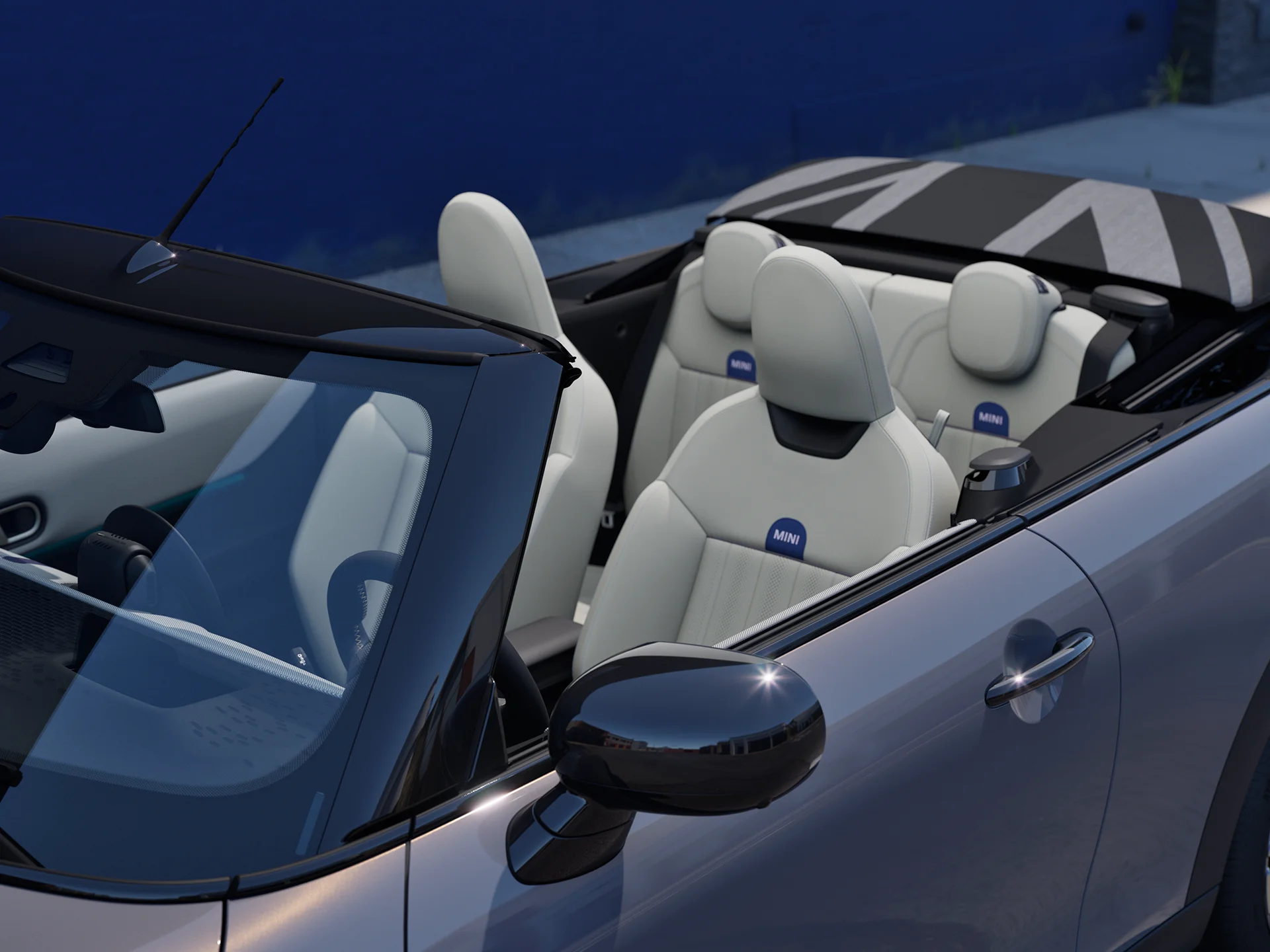 MINI Cooper kabrioletas - interjeras - sėdynės - sėdynių apmušalai