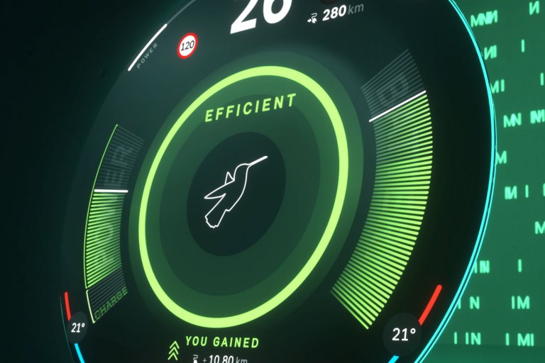 MINI elektrinis mobilumas - nuvažiuojamas atstumas- žaliasis režimas 