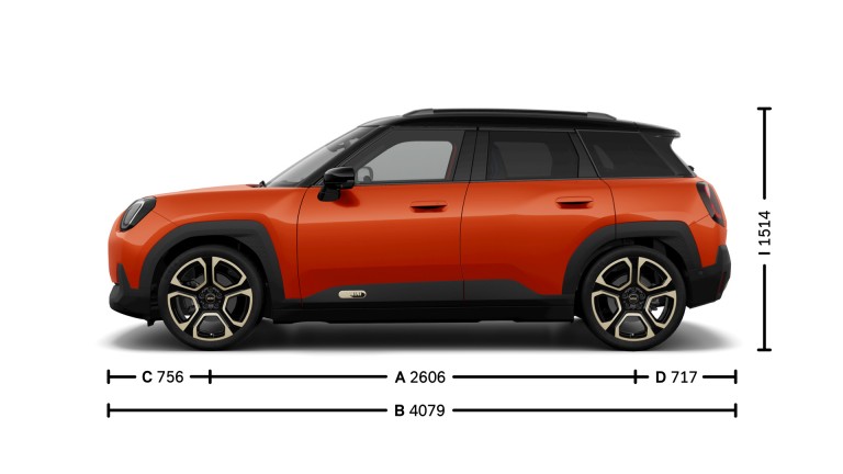 Visiškai elektrinis MINI Aceman – matmenys – įžanginis vaizdas iš šono
