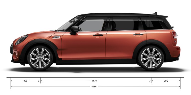 MINI Clubman – vaizdas iš šono – išmatavimai