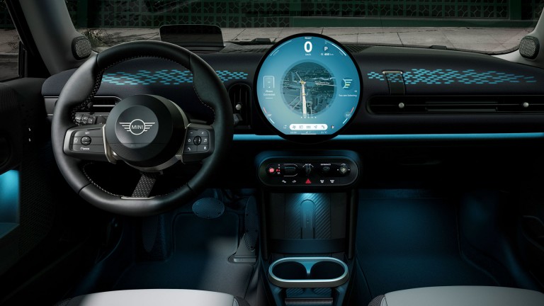 MINI Cooper triduris - interjeras- vairavimo režimų nuotraukų galerija - vairas