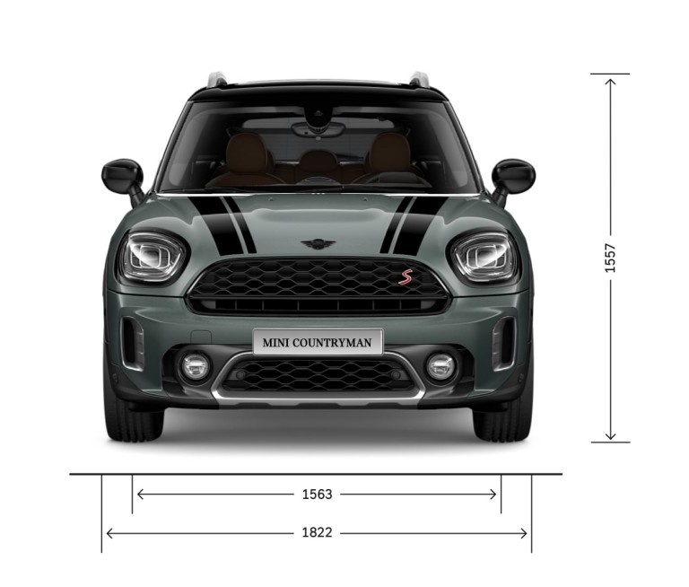 MINI Countryman – vaizdas iš priekio – išmatavimai