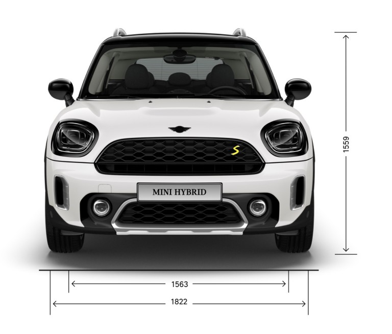 MINI SE Countryman All4 – vaizdas iš priekio – išmatavimai